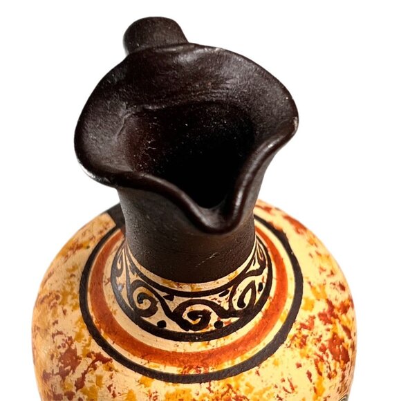 Greek Miniature Pottery Jug Woman Mythology Handle Hand Made in Greece 3" Brown - Picture 6 of 9